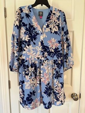 Vince Camuto V-Neck Tunic Dress in Light Blue NWT